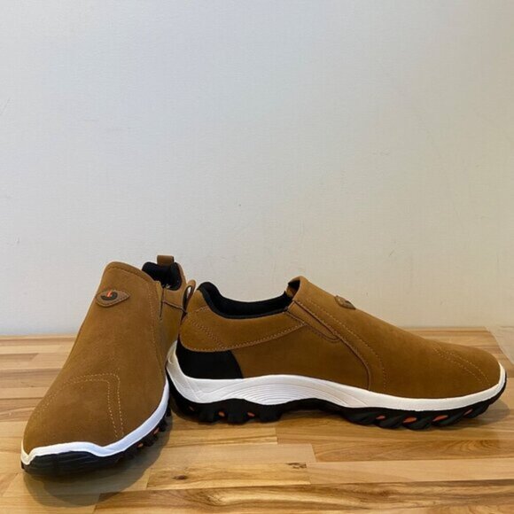 Zuodi Sport Mens Lightweight Slip-On Sneakers Brown Black Synthetic Durable 44 - Picture 7 of 13